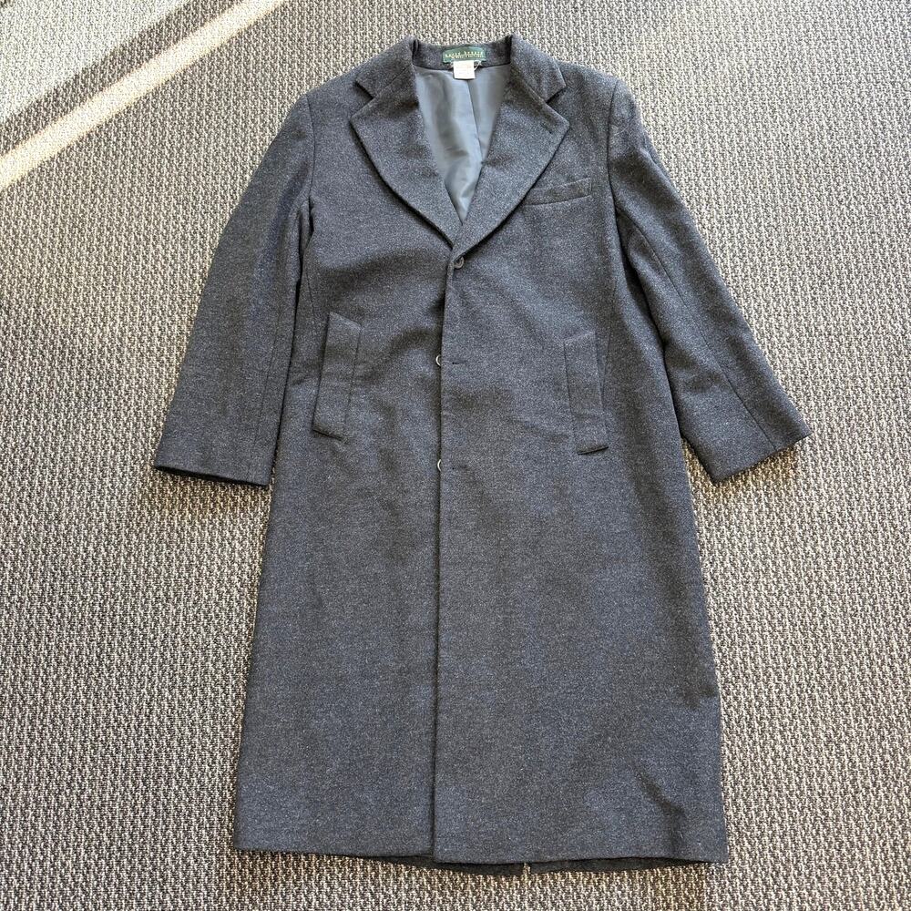 Vintage Harve Bernard Charcoal Gray Wool/Lama Simple Breasted Overcoat Size 42R